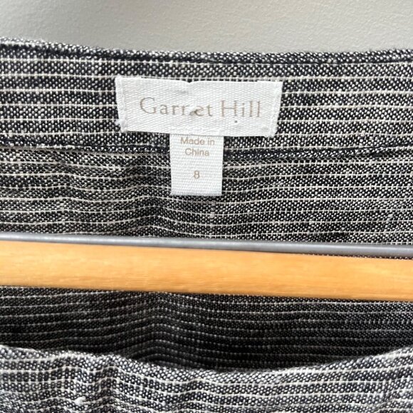 Garnet Hill Womens Black & White Striped Linen Tunic Dress Size 8 Short Sleeves - Picture 2 of 5